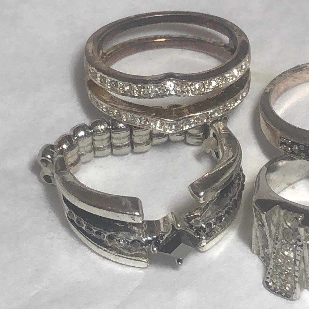 Clear Silver And Metallic Ring Bundle - image 4